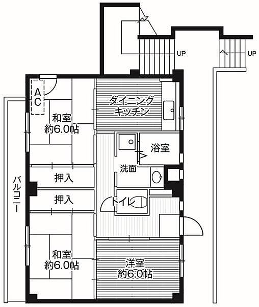 ビレッジハウス古和釜5号棟 0401｜千葉県船橋市松が丘５丁目(賃貸マンション3DK・4階・57.96㎡)の写真 その2