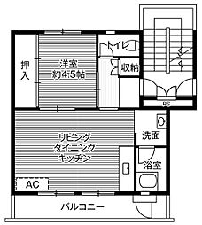 ビレッジハウス足利葉鹿2号棟 1LDKの間取図画像