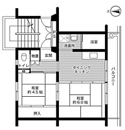 ビレッジハウス岩間2号棟 2DKの間取図画像
