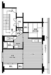 ビレッジハウス佐野米山 2LDKの間取図画像