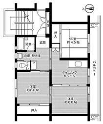 ビレッジハウス成田2 3DKの間取図画像