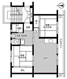 ビレッジハウス八日市場2号棟 2LDKの間取図画像