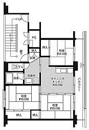 ビレッジハウス岩村田1号棟 3DKの間取図画像