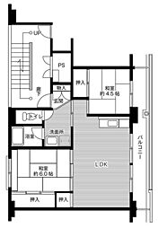ビレッジハウス長池2号棟 2LDKの間取図画像