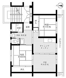 ビレッジハウス希望ヶ丘1号棟 2LDKの間取図画像