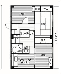 ビレッジハウス・敷島3号棟 3DKの間取図画像