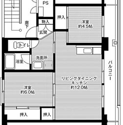 ビレッジハウス雨ケ谷2号棟 2LDKの間取図画像