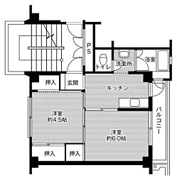 ビレッジハウス毛呂山2号棟 2Kの間取図画像