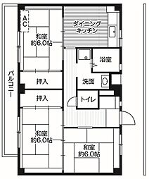 ビレッジハウス善部3号棟 3DKの間取図画像