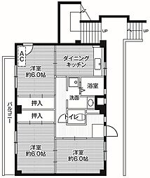 ビレッジハウス中貫1 3DKの間取図画像