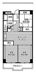 ビレッジハウス栃木日ノ出タワー 3DKの間取図画像