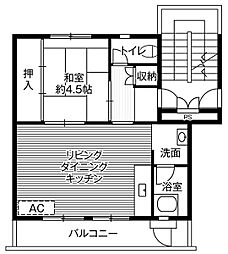 ビレッジハウス中込1号棟 1LDKの間取図画像