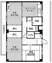 ビレッジハウス阿久和5号館 3DKの間取図画像
