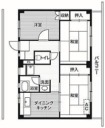 ビレッジハウス・敷島3号棟 3DKの間取図画像
