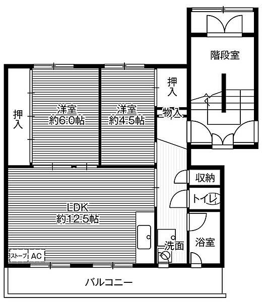 ビレッジハウス士別2号棟 0202｜北海道士別市大通東１５丁目(賃貸マンション2LDK・2階・53.21㎡)の写真 その2