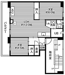 ビレッジハウス美原1号棟 2LDKの間取図画像