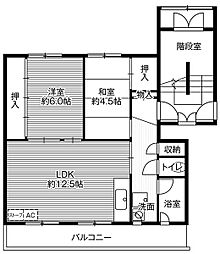 ビレッジハウス川沿4 2LDKの間取図画像