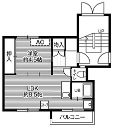 ビレッジハウス帯広1 1LDKの間取図画像