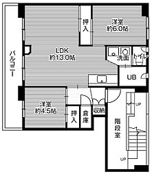 ビレッジハウス上野幌1号棟 2LDKの間取図画像