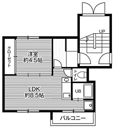 ビレッジハウス福住5 1LDKの間取図画像