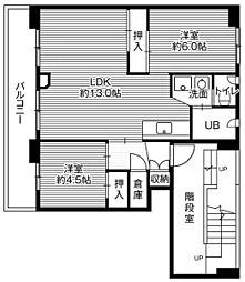 ビレッジハウス上野幌4号棟 2LDKの間取図画像