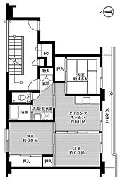 ビレッジハウス相野3棟 3DKの間取図画像