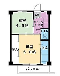 ビレッジハウス下北2号棟 2Kの間取図画像
