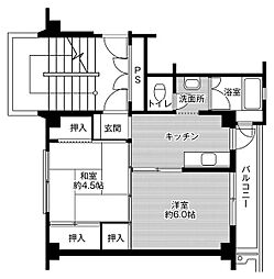 ビレッジハウス高木2号棟 2Kの間取図画像