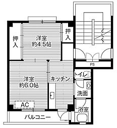 ビレッジハウス清水2号棟 2Kの間取図画像