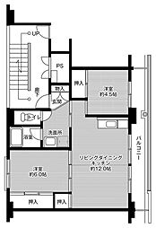 ビレッジハウス下船尾1号棟 3DKの間取図画像