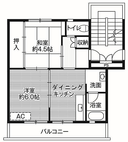 ビレッジハウス紫波2号棟 0208｜岩手県紫波郡紫波町北日詰字白旗(賃貸マンション2DK・2階・39.83㎡)の写真 その2