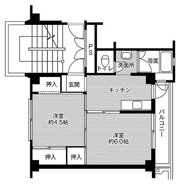 ビレッジハウス中田2号棟 0101｜福島県白河市中田(賃貸マンション2K・1階・33.51㎡)の写真 その2