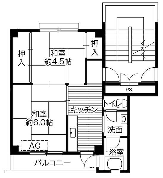 ビレッジハウス松川2号棟 0303｜福島県福島市松川町字伊藤(賃貸マンション2K・3階・33.61㎡)の写真 その2