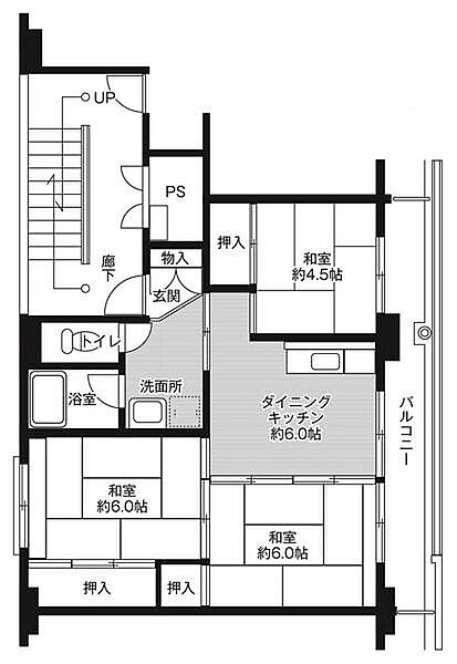 ビレッジハウスあだたら1号棟 0405｜福島県二本松市中里(賃貸マンション3DK・4階・53.08㎡)の写真 その2