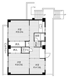 ビレッジハウス下五井4号棟 3DKの間取図画像