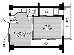 ビレッジハウス上島2号棟 1DKの間取図画像