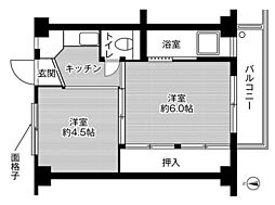 ビレッジハウス永覚新町1号棟 2Kの間取図画像