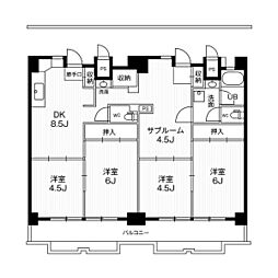 ビレッジハウス一宮タワー1号棟 4DKの間取図画像