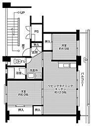 ビレッジハウス学文路1 2LDKの間取図画像