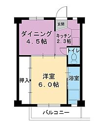 ビレッジハウス今在家1号棟 1DKの間取図画像