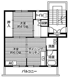 ビレッジハウスすさみ2号棟 2DKの間取図画像