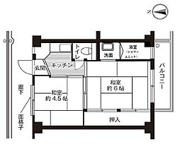 ビレッジハウス加田一号棟 2Kの間取図画像