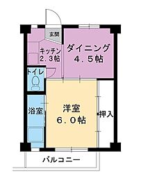 ビレッジハウス白浜2号棟 1DKの間取図画像