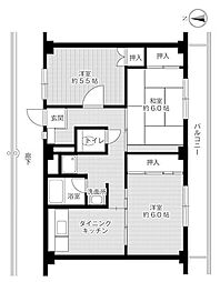 ビレッジハウス山本2号棟 3DKの間取図画像