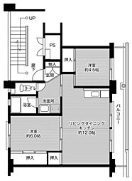 ビレッジハウス学文路1 2LDKの間取図画像