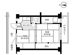 ビレッジハウス神主1号棟 2Kの間取図画像