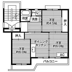 ビレッジハウス清末1 3DKの間取図画像