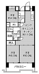 ビレッジハウス光南タワー 3LDKの間取図画像