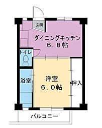ビレッジハウス西阿知2 1DKの間取図画像