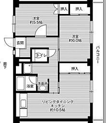 ビレッジハウス駅家7 2LDKの間取図画像